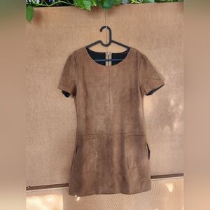 Tan Suede Dress with Pockets
